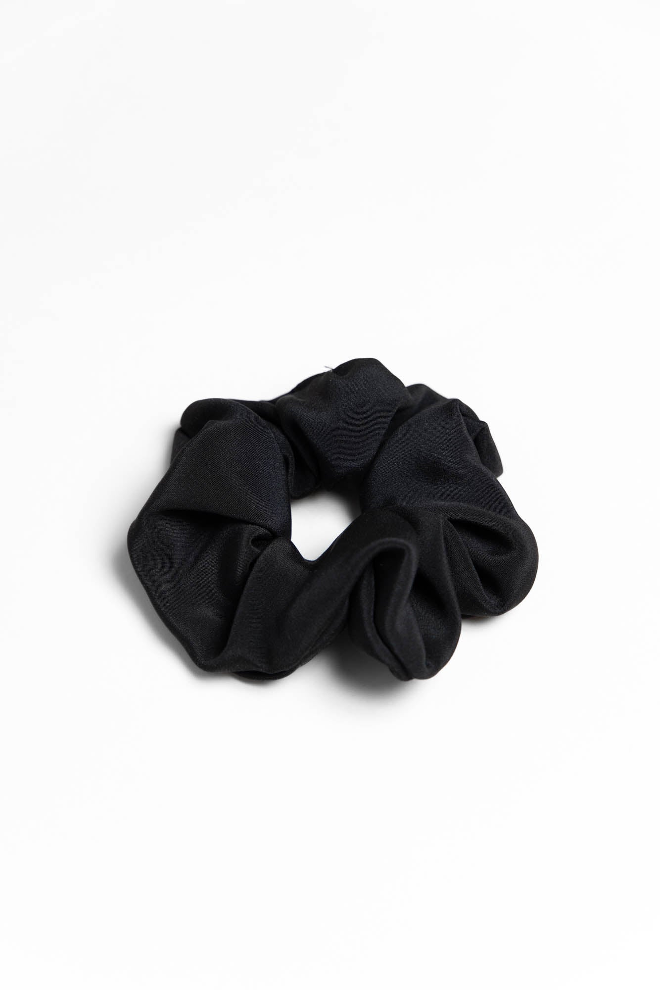 Elegant Black Silk Scrunchie Hair Accessory 