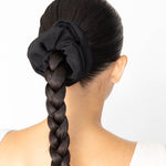 Elegant Black Silk Scrunchie Hair Accessory 